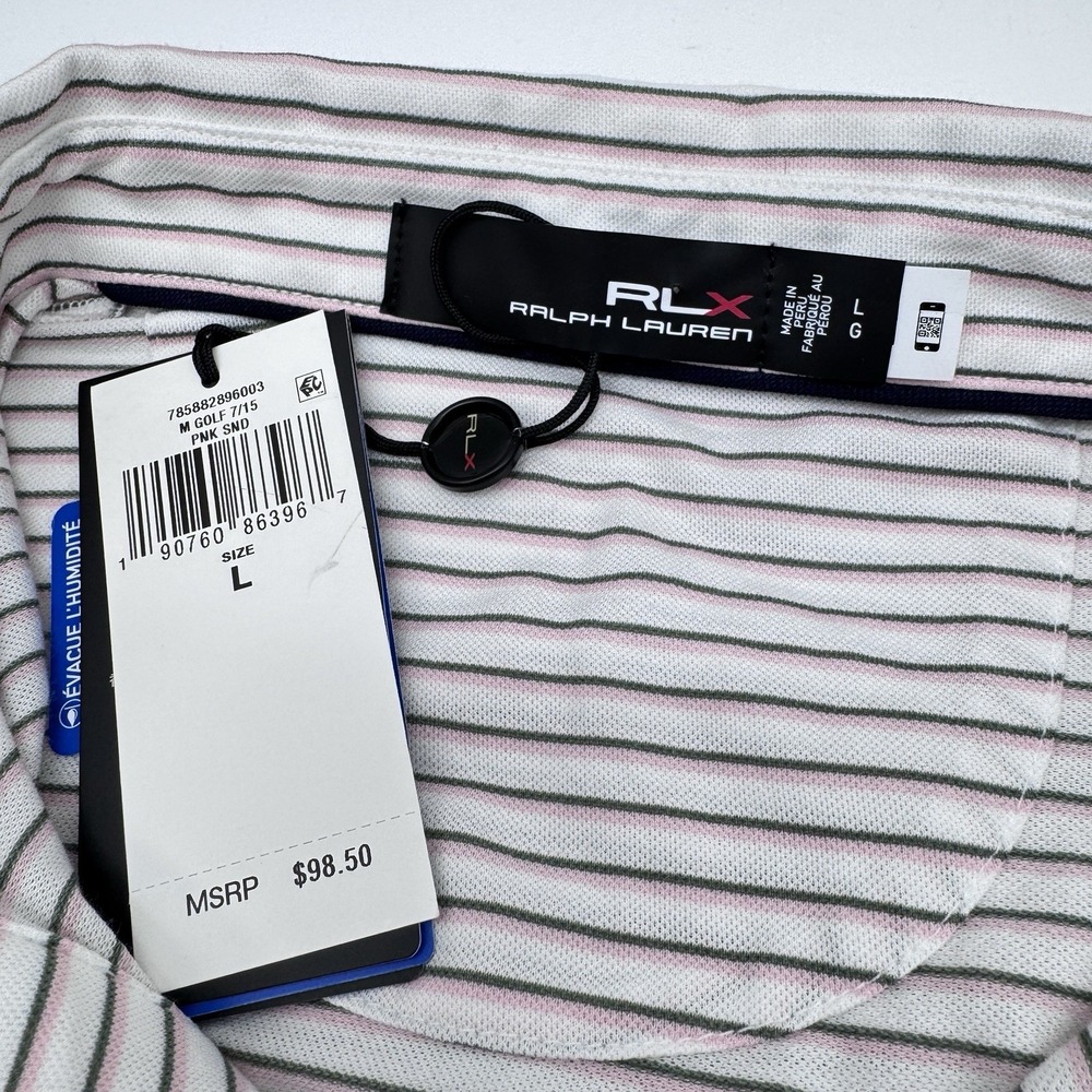 Ralph Lauren RLX Golf Striped Shirt Mens Large True Stay Collar NEW Reg $98.50 - Picture 9 of 10